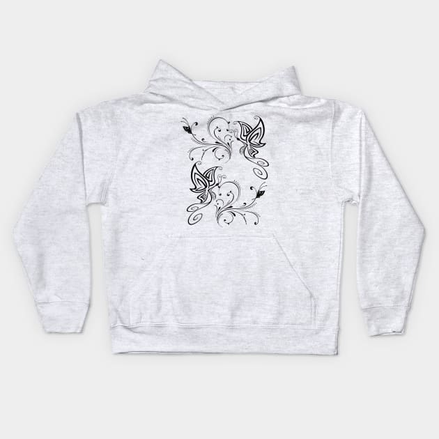 butterfly in the form of a tattoo Kids Hoodie by  Suchalee